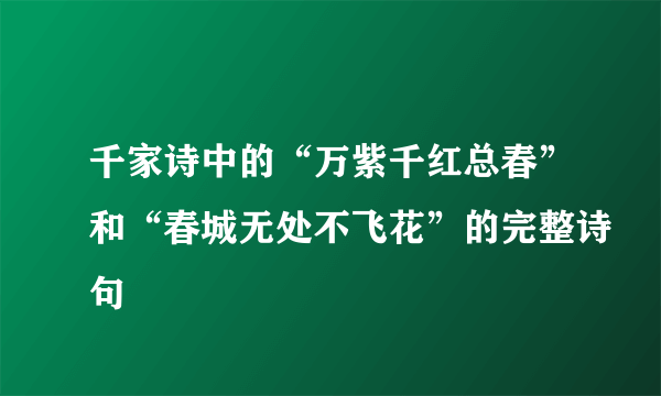 千家诗中的“万紫千红总春”和“春城无处不飞花”的完整诗句