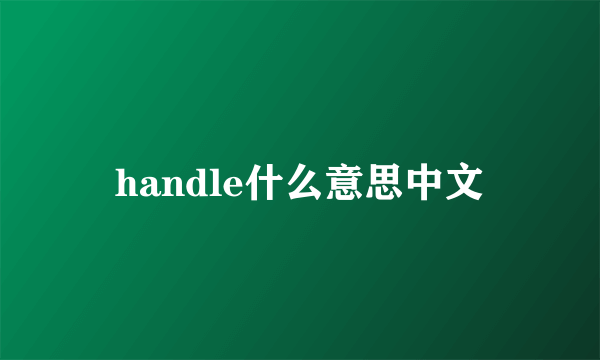 handle什么意思中文