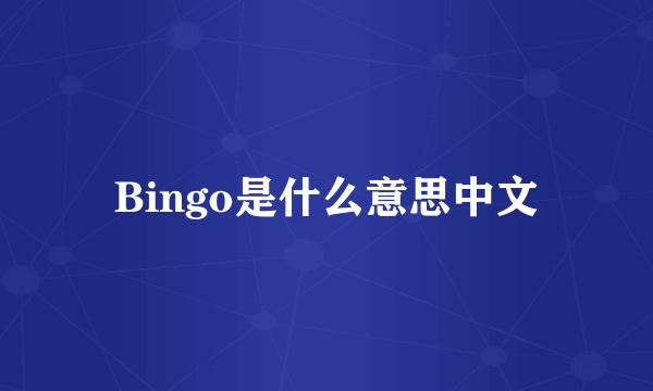 Bingo是什么意思中文