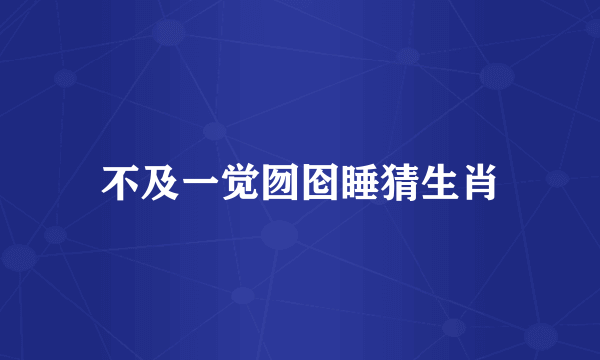 不及一觉囫囵睡猜生肖