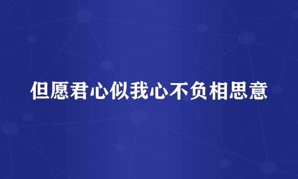 但愿君心似我心不负相思意
