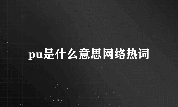 pu是什么意思网络热词