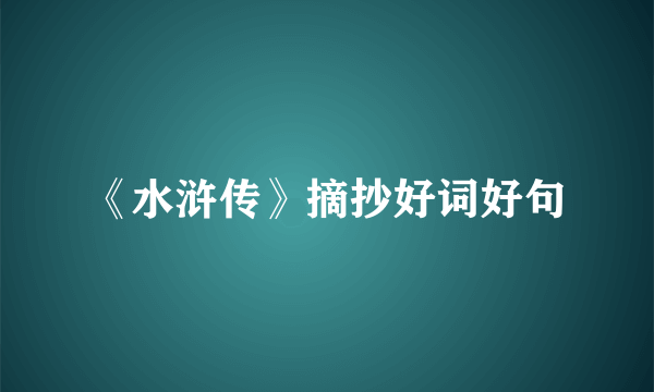 《水浒传》摘抄好词好句