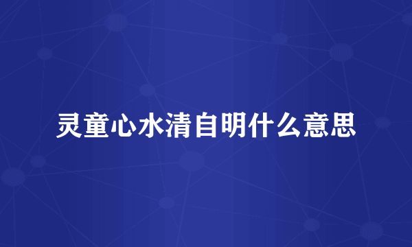 灵童心水清自明什么意思