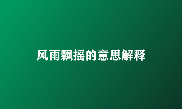风雨飘摇的意思解释