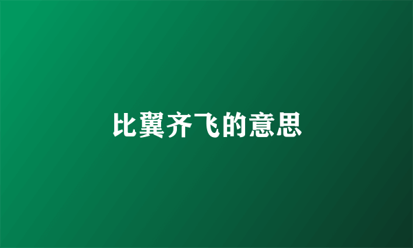 比翼齐飞的意思