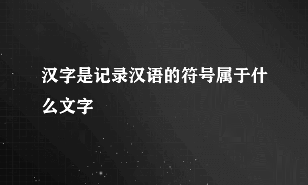 汉字是记录汉语的符号属于什么文字