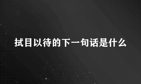 拭目以待的下一句话是什么