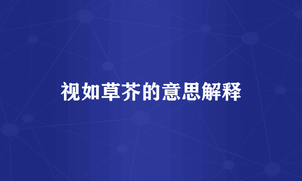 视如草芥的意思解释