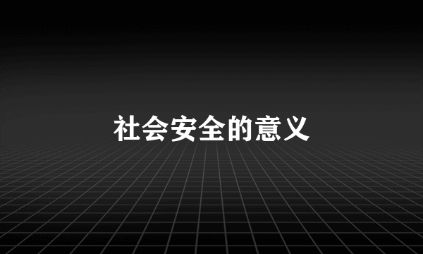 社会安全的意义
