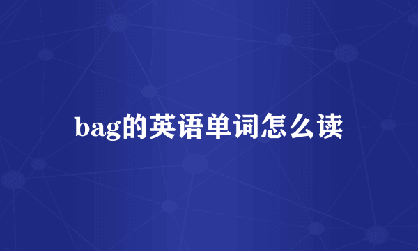 bag的英语单词怎么读