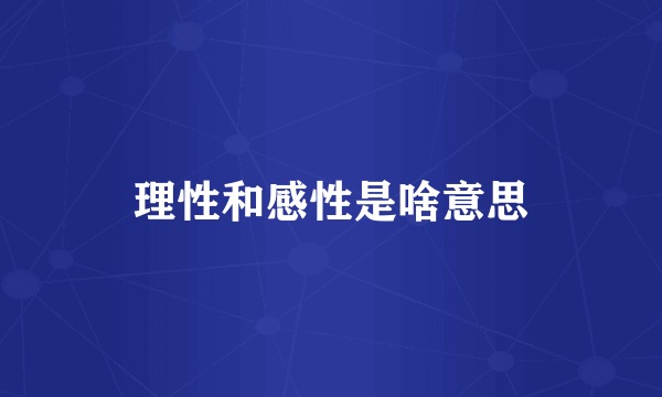 理性和感性是啥意思