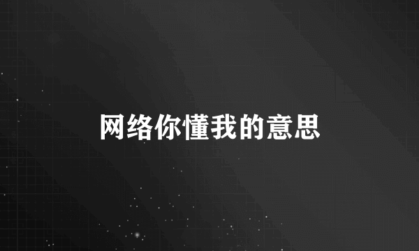 网络你懂我的意思