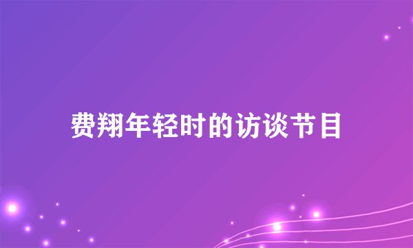 费翔年轻时的访谈节目