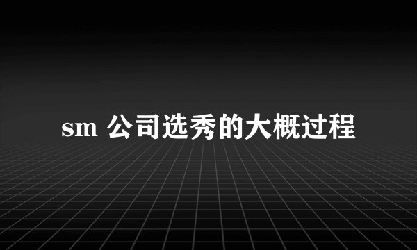 sm 公司选秀的大概过程