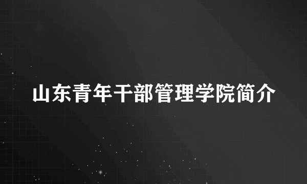 山东青年干部管理学院简介