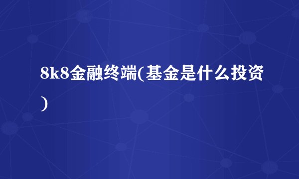 8k8金融终端(基金是什么投资)