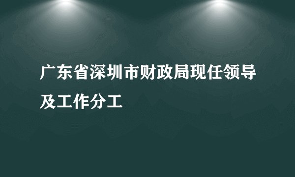 广东省深圳市财政局现任领导及工作分工