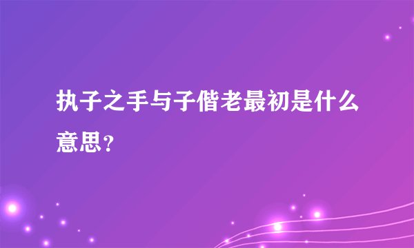 执子之手与子偕老最初是什么意思？