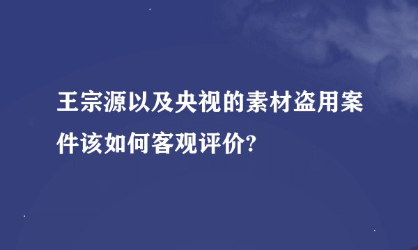 王宗源以及央视的素材盗用案件该如何客观评价?