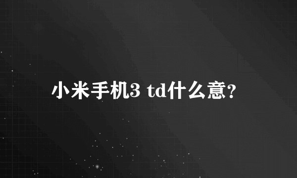 小米手机3 td什么意？
