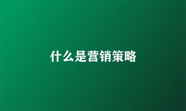 什么是营销策略