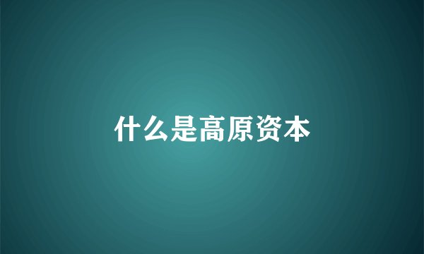 什么是高原资本