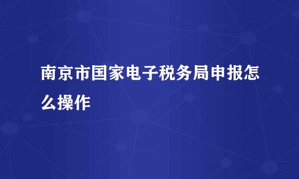 南京市国家电子税务局申报怎么操作