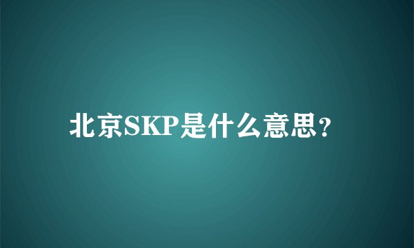 北京SKP是什么意思？