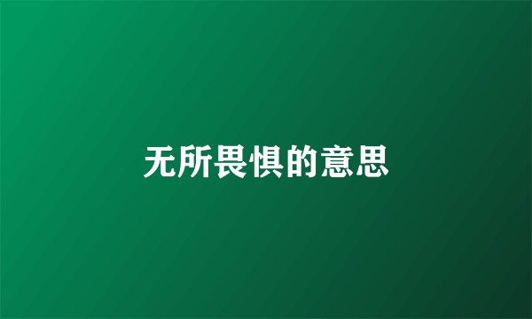 无所畏惧的意思