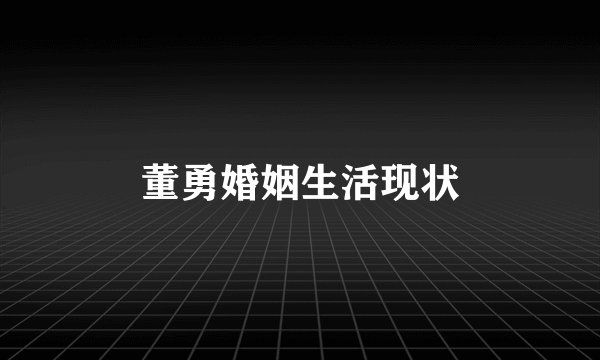 董勇婚姻生活现状