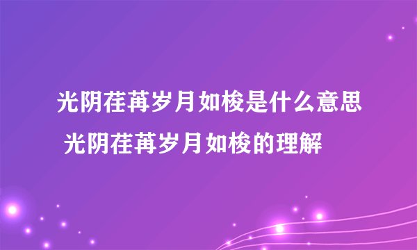 光阴荏苒岁月如梭是什么意思 光阴荏苒岁月如梭的理解
