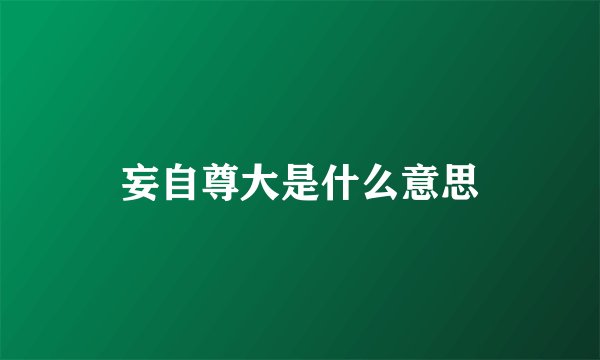 妄自尊大是什么意思