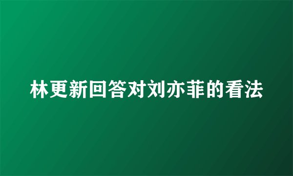 林更新回答对刘亦菲的看法