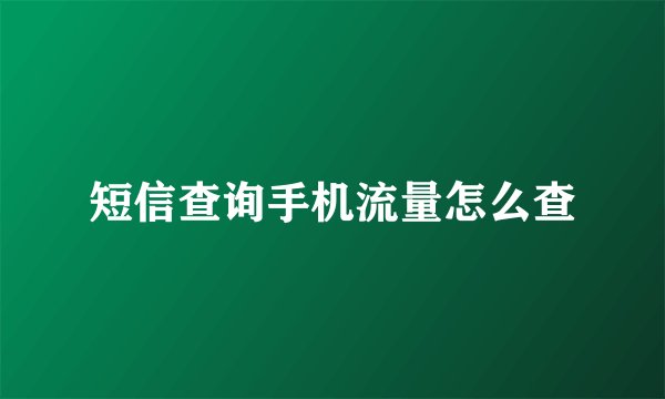 短信查询手机流量怎么查