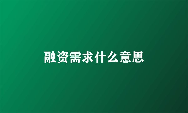 融资需求什么意思