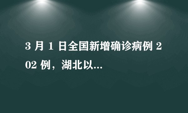 3 月 1 日全国新增确诊病例 202 例，湖北以外新增 6 例，目前防治情况如何？