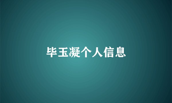 毕玉凝个人信息