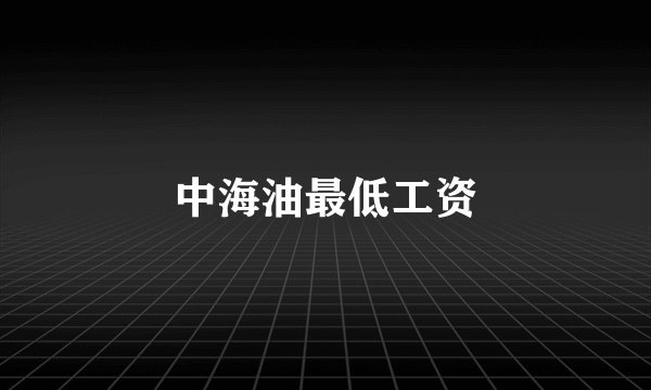 中海油最低工资