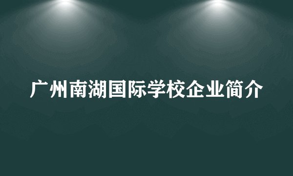 广州南湖国际学校企业简介