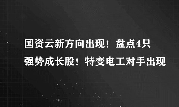 国资云新方向出现！盘点4只强势成长股！特变电工对手出现