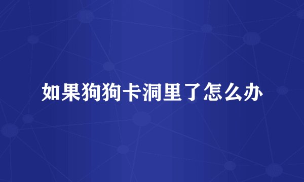 如果狗狗卡洞里了怎么办