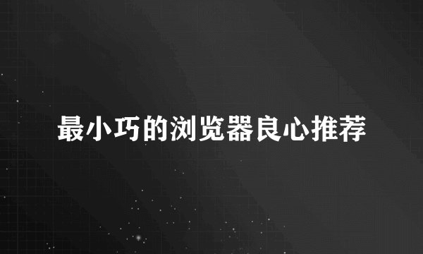 最小巧的浏览器良心推荐