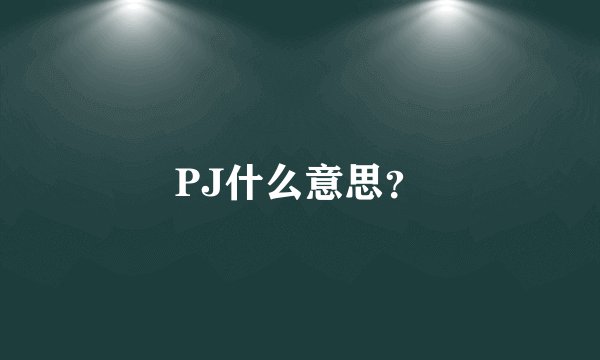 PJ什么意思?
