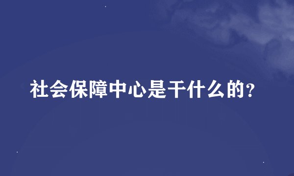 社会保障中心是干什么的？