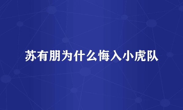 苏有朋为什么悔入小虎队