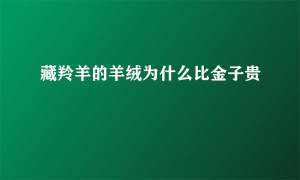 藏羚羊的羊绒为什么比金子贵