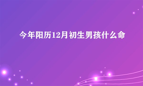 今年阳历12月初生男孩什么命