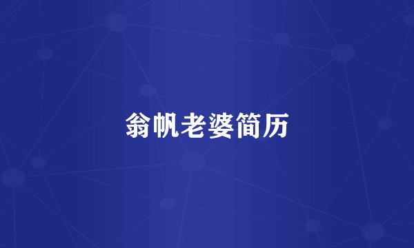翁帆老婆简历