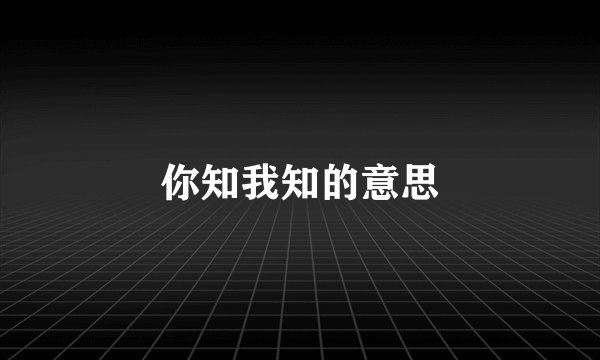 你知我知的意思